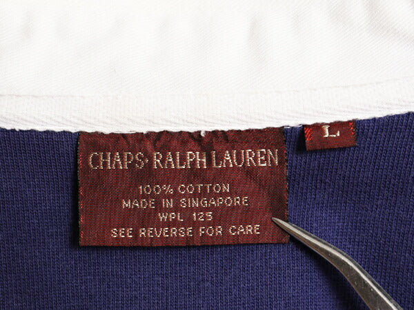 70s チャップス ラルフローレン 長袖 ラガー シャツ メンズ L ヴィンテージ CHAPS ラグビーシャツ 長袖シャツ ワンポイント ヘビーウェイト