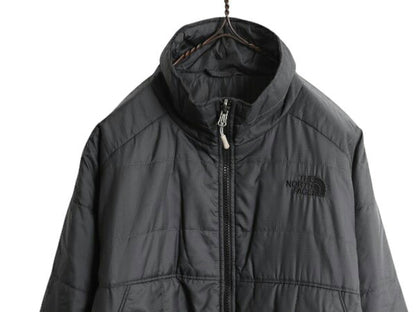 ノースフェイス 中綿 ナイロン ジャケット メンズ M / 古着 The North Face フルジップ ブルゾン アウトドア ハイネック ワンポイント 濃灰