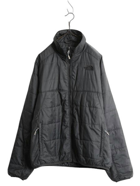 ノースフェイス 中綿 ナイロン ジャケット メンズ M / 古着 The North Face フルジップ ブルゾン アウトドア ハイネック ワンポイント 濃灰