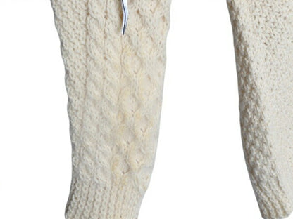 フィッシャーマン ウール ニット セーター メンズ L 程/ 古着 アラン ケーブル ローゲージ 無地 クルーネック ナチュラル ヘビーウェイト