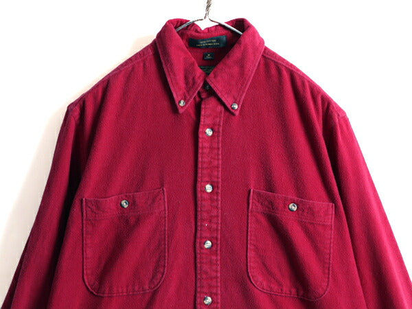 80s ■ エディーバウアー コットン シャモア クロス 3点留め 長袖 ボタンダウン シャツ ( メンズ M ) Eddie Bauer ネルシャツ フランネル