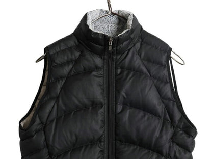 00s パタゴニア ナイロン ダウン ベスト レディース S / 04年製 オールド Patagonia 700フィル フルジップ 重ね着 前開き ワンポイント 黒