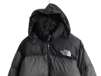 ノースフェイス ヌプシ ダウン ジャケット メンズ M / アウトドア NUPTSE 700フィル ハイネック ブルゾン 防寒 収納 フード ツートン 黒 灰