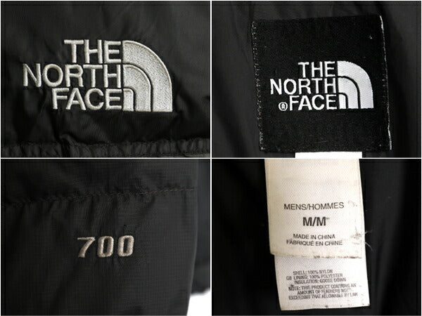 ノースフェイス ヌプシ ダウン ジャケット メンズ M / アウトドア NUPTSE 700フィル ハイネック ブルゾン 防寒 収納 フード ツートン 黒 灰