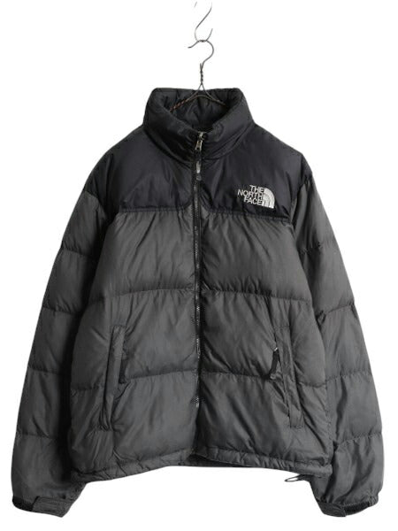 ノースフェイス ヌプシ ダウン ジャケット メンズ M / アウトドア NUPTSE 700フィル ハイネック ブルゾン 防寒 収納 フード ツートン 黒 灰