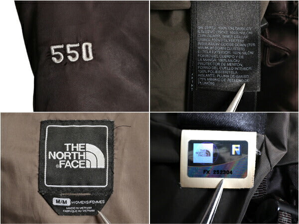 US企画 ノースフェイス ダウン ジャケット レディース M / 古着 The North Face キルティング ナイロン ブルゾン フルジップ 550フィル 茶