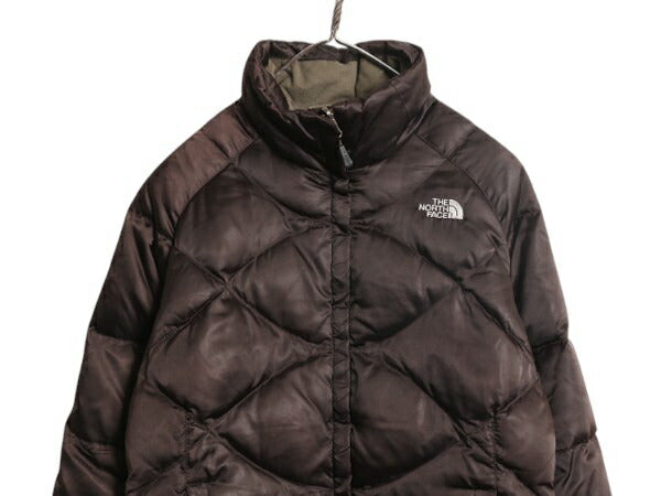 US企画 ノースフェイス ダウン ジャケット レディース M / 古着 The North Face キルティング ナイロン ブルゾン フルジップ 550フィル 茶