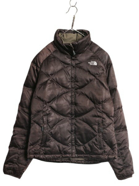 US企画 ノースフェイス ダウン ジャケット レディース M / 古着 The North Face キルティング ナイロン ブルゾン フルジップ 550フィル 茶
