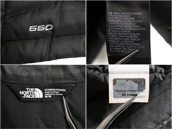 US企画 ノースフェイス ナイロン ダウン ベスト レディース M The North Face フルジップ キルティング 550フィル アウトドア 重ね着 濃灰