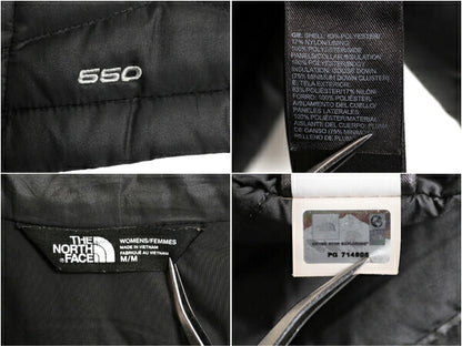 US企画 ノースフェイス ナイロン ダウン ベスト レディース M The North Face フルジップ キルティング 550フィル アウトドア 重ね着 濃灰