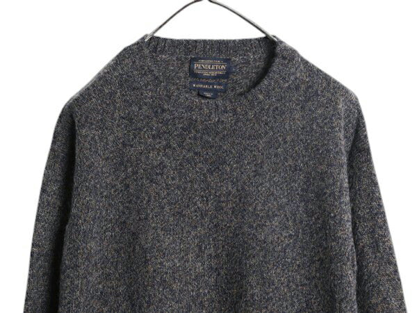 ペンドルトン シェットランド ウール ニット セーター メンズ L / 古着 PENDLETON クルーネック ミドルゲージ 洗濯可 無地 薄手 長袖ニット
