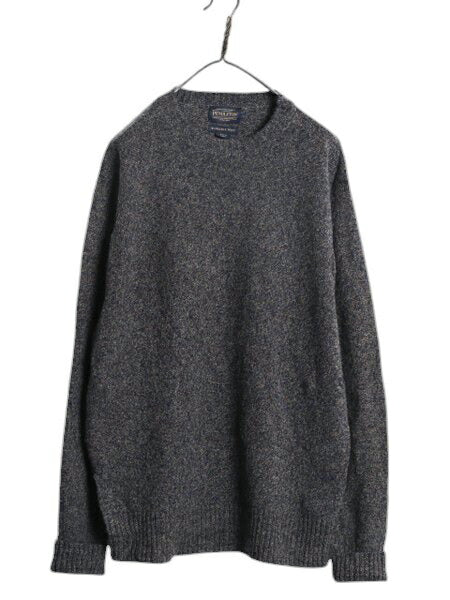 ペンドルトン シェットランド ウール ニット セーター メンズ L / 古着 PENDLETON クルーネック ミドルゲージ 洗濯可 無地 薄手 長袖ニット