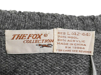 90s  JCPENNEY THE FOX ウール ニット セーター メンズ L / 古着 オールド JCペニー フォックス 無地 クルーネック  グレー 長袖ニット 灰