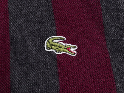 ラコステ ストライプ ニット カーディガン メンズ L 程/ LACOSTE 羽織り 重ね着 前開き アクリル セーター ワンポイント ツートン ワニ刺繍