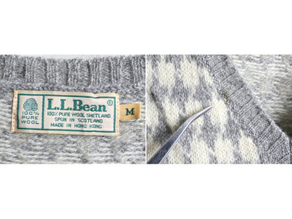 80s ビンテージ ■ エルエルビーン シェットランド ウール ニット ベスト レディース M メンズ S 程 / LLBEAN 80年代 重ね着 チェック 総柄