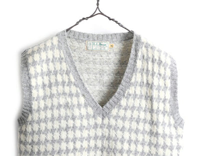 80s ビンテージ ■ エルエルビーン シェットランド ウール ニット ベスト レディース M メンズ S 程 / LLBEAN 80年代 重ね着 チェック 総柄