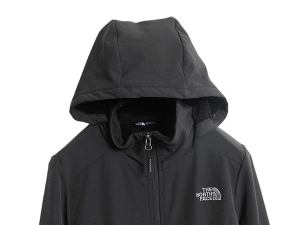 US企画 ノースフェイス ソフトシェル フード パーカー ジャケット レディース S The North Face 裏 フリース ハイネック ブルゾン ブラック