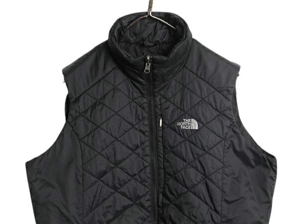 ノースフェイス 中綿 ナイロン ベスト レディース L / 古着 The North Face アウトドア 重ね着 フルジップ パッカブル ハイネック ブラック