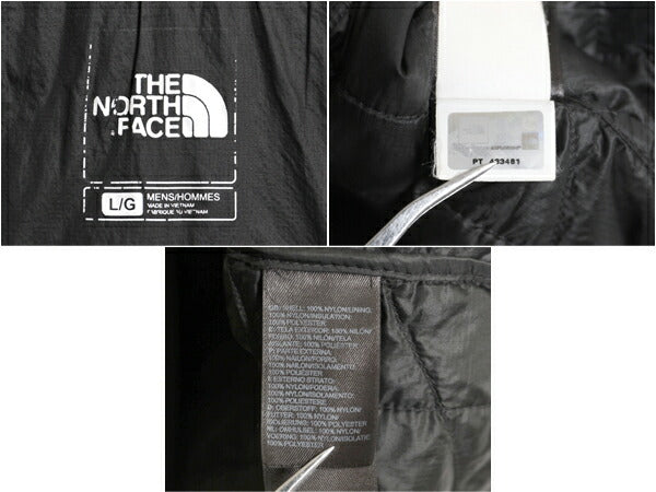 US企画 ノースフェイス 中綿 キルティング ナイロン ベスト メンズ L / The North Face 前開き 重ね着 サーモボール パッカブル ブラック