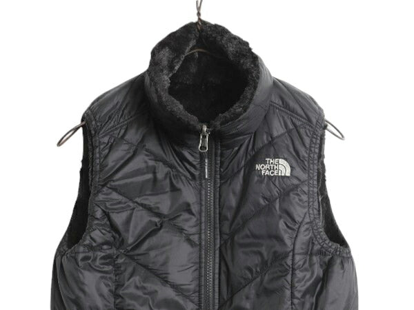 US企画 ノースフェイス フルジップ リバーシブル ベスト レディース XS The North Face アウトドア ハイ パイル フリース 中綿 ナイロン 黒