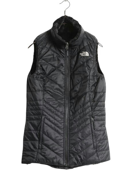 US企画 ノースフェイス フルジップ リバーシブル ベスト レディース XS The North Face アウトドア ハイ パイル フリース 中綿 ナイロン 黒