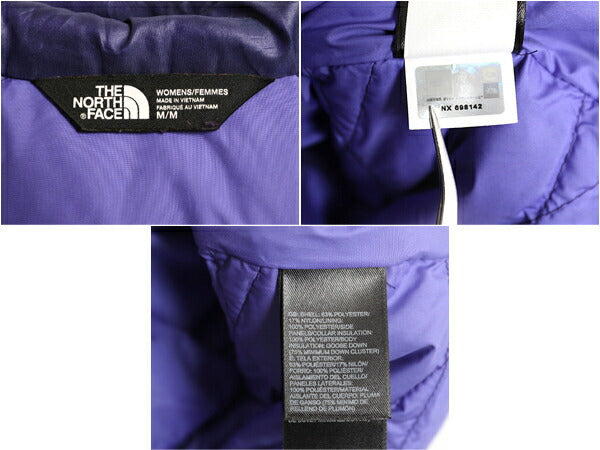 US企画 ノースフェイス ナイロン ダウン ベスト レディース M / The North Face フルジップ キルティング 550フィル アウトドア 重ね着 青