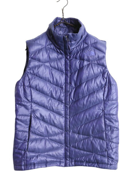 US企画 ノースフェイス ナイロン ダウン ベスト レディース M / The North Face フルジップ キルティング 550フィル アウトドア 重ね着 青