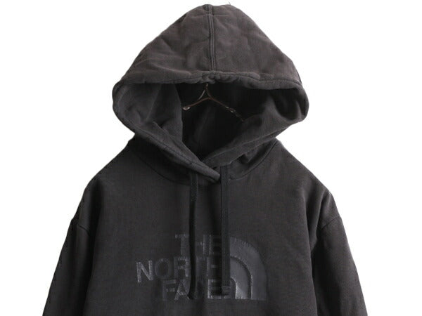 ノースフェイス プリント スウェット フード パーカー メンズ M 程/ 古着 The North Face トレーナー プルオーバー 裏起毛 アウトドア 黒