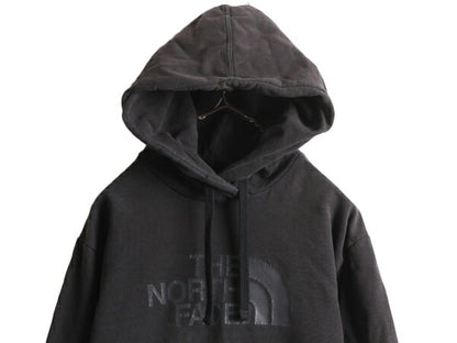 ノースフェイス プリント スウェット フード パーカー メンズ M 程/ 古着 The North Face トレーナー プルオーバー 裏起毛 アウトドア 黒