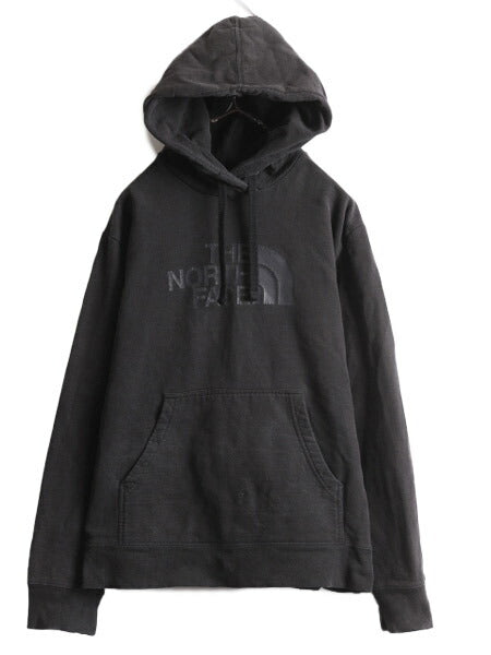 ノースフェイス プリント スウェット フード パーカー メンズ M 程/ 古着 The North Face トレーナー プルオーバー 裏起毛 アウトドア 黒