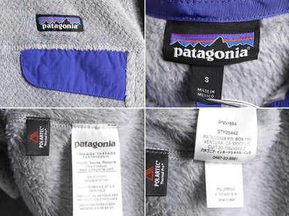16年製 パタゴニア リツール スナップT プルオーバー ジャケット レディース S | 古着 Patagonia アウトドア パイル フリース ブルゾン 灰| 中古 フリースジャケット ジャンパー ハイネック POLARTEC ポーラテック ワンポイント パープル 胸ポケット ロゴ刺繍 アメカジ USED