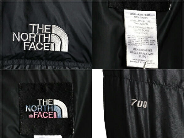 90s ノースフェイス ヌプシ ダウン ジャケット メンズ XL オールド The North face NUPTSE 700フィル ブルゾン 大きいサイズ 収納フード 黒