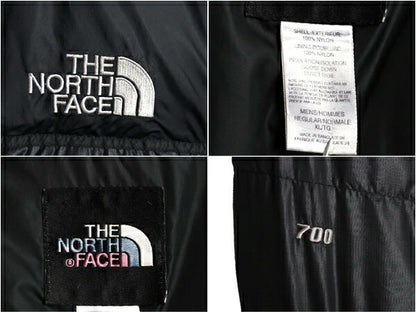 90s ノースフェイス ヌプシ ダウン ジャケット メンズ XL オールド The North face NUPTSE 700フィル ブルゾン 大きいサイズ 収納フード 黒