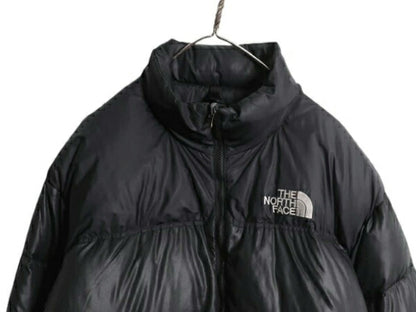 90s ノースフェイス ヌプシ ダウン ジャケット メンズ XL オールド The North face NUPTSE 700フィル ブルゾン 大きいサイズ 収納フード 黒
