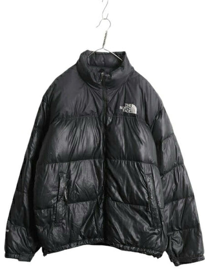 90s ノースフェイス ヌプシ ダウン ジャケット メンズ XL オールド The North face NUPTSE 700フィル ブルゾン 大きいサイズ 収納フード 黒