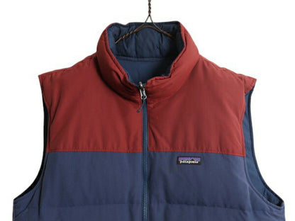 パタゴニア リバーシブル ナイロン ダウン ベスト メンズ L 程/ 18年製 古着 Patagonia アウトドア フルジップ ハイネック 重ね着 ツートン