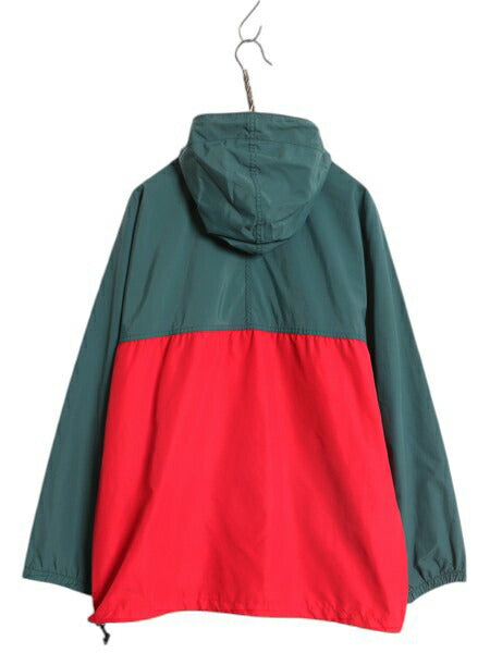 90s エルエルビーン ナイロン パーカー ジャケット レディース L メンズ M 程 オールド LLBean フルジップ ハイネック アノラック ツートン