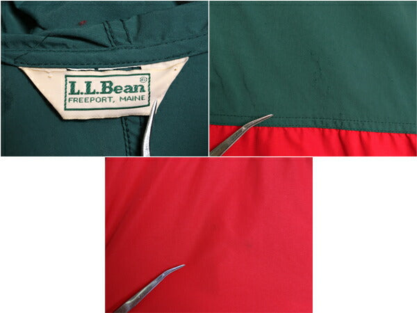 90s エルエルビーン ナイロン パーカー ジャケット レディース L メンズ M 程 オールド LLBean フルジップ ハイネック アノラック ツートン