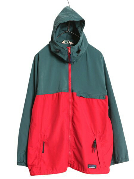 90s エルエルビーン ナイロン パーカー ジャケット レディース L メンズ M 程 オールド LLBean フルジップ ハイネック アノラック ツートン