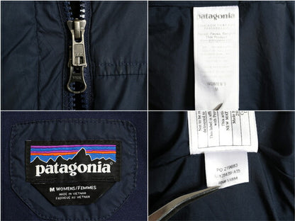パタゴニア ロング ダウン コート レディース M / 15年製 Patagonia 700フィル ジャケット アウトドア フルジップ ブルゾン ハイネック 紺