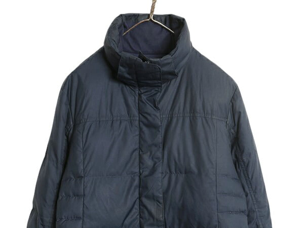 パタゴニア ロング ダウン コート レディース M / 15年製 Patagonia 700フィル ジャケット アウトドア フルジップ ブルゾン ハイネック 紺