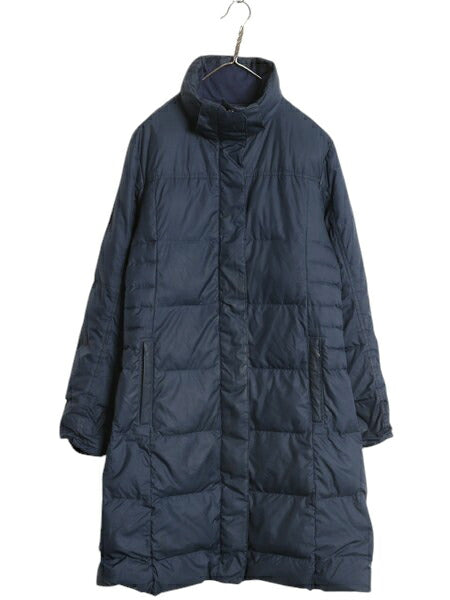 パタゴニア ロング ダウン コート レディース M / 15年製 Patagonia 700フィル ジャケット アウトドア フルジップ ブルゾン ハイネック 紺