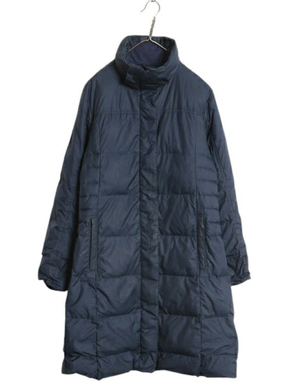 パタゴニア ロング ダウン コート レディース M / 15年製 Patagonia 700フィル ジャケット アウトドア フルジップ ブルゾン ハイネック 紺