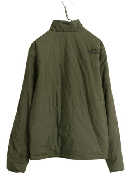 ノースフェイス 中綿 ナイロン ジャケット メンズ S 古着 The North Face フルジップ ブルゾン アウトドア ハイネック ワンポイント カーキ