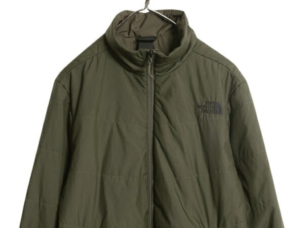 ノースフェイス 中綿 ナイロン ジャケット メンズ S 古着 The North Face フルジップ ブルゾン アウトドア ハイネック ワンポイント カーキ