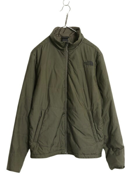 ノースフェイス 中綿 ナイロン ジャケット メンズ S 古着 The North Face フルジップ ブルゾン アウトドア ハイネック ワンポイント カーキ