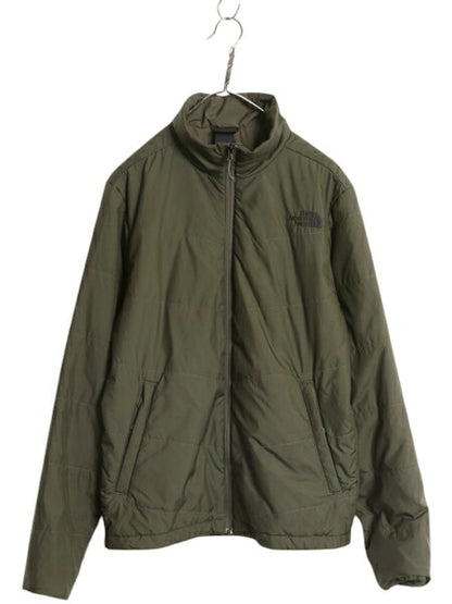 ノースフェイス 中綿 ナイロン ジャケット メンズ S 古着 The North Face フルジップ ブルゾン アウトドア ハイネック ワンポイント カーキ