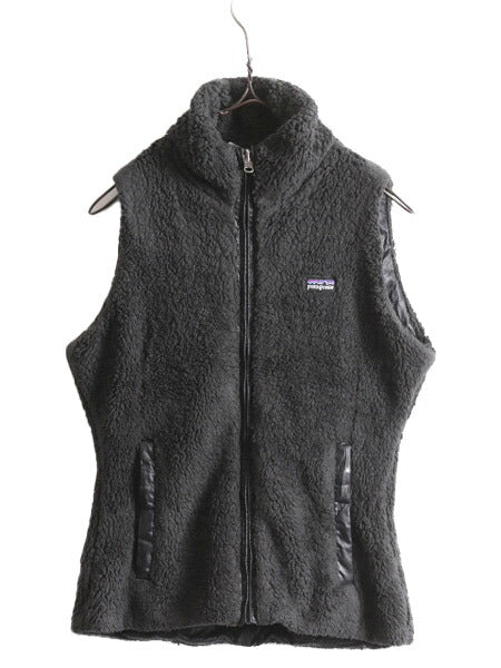 パタゴニア ロスロボス リバーシブル ベスト レディース S 程 アウトドア Patagonia 毛長 パイル ボア フリース ナイロン 重ね着 前開き 黒