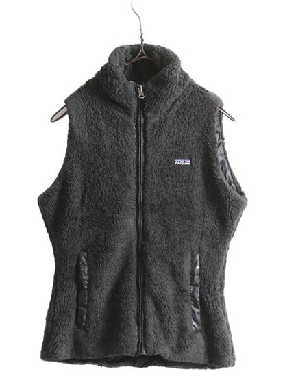 パタゴニア ロスロボス リバーシブル ベスト レディース S 程 アウトドア Patagonia 毛長 パイル ボア フリース ナイロン 重ね着 前開き 黒