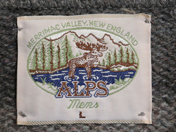 90s USA製 ALPS ワイド ボーダー ウール ニット セーター メンズ L 古着 オールド アメリカ製 クルーネック ミドルゲージ ミックスカラー
